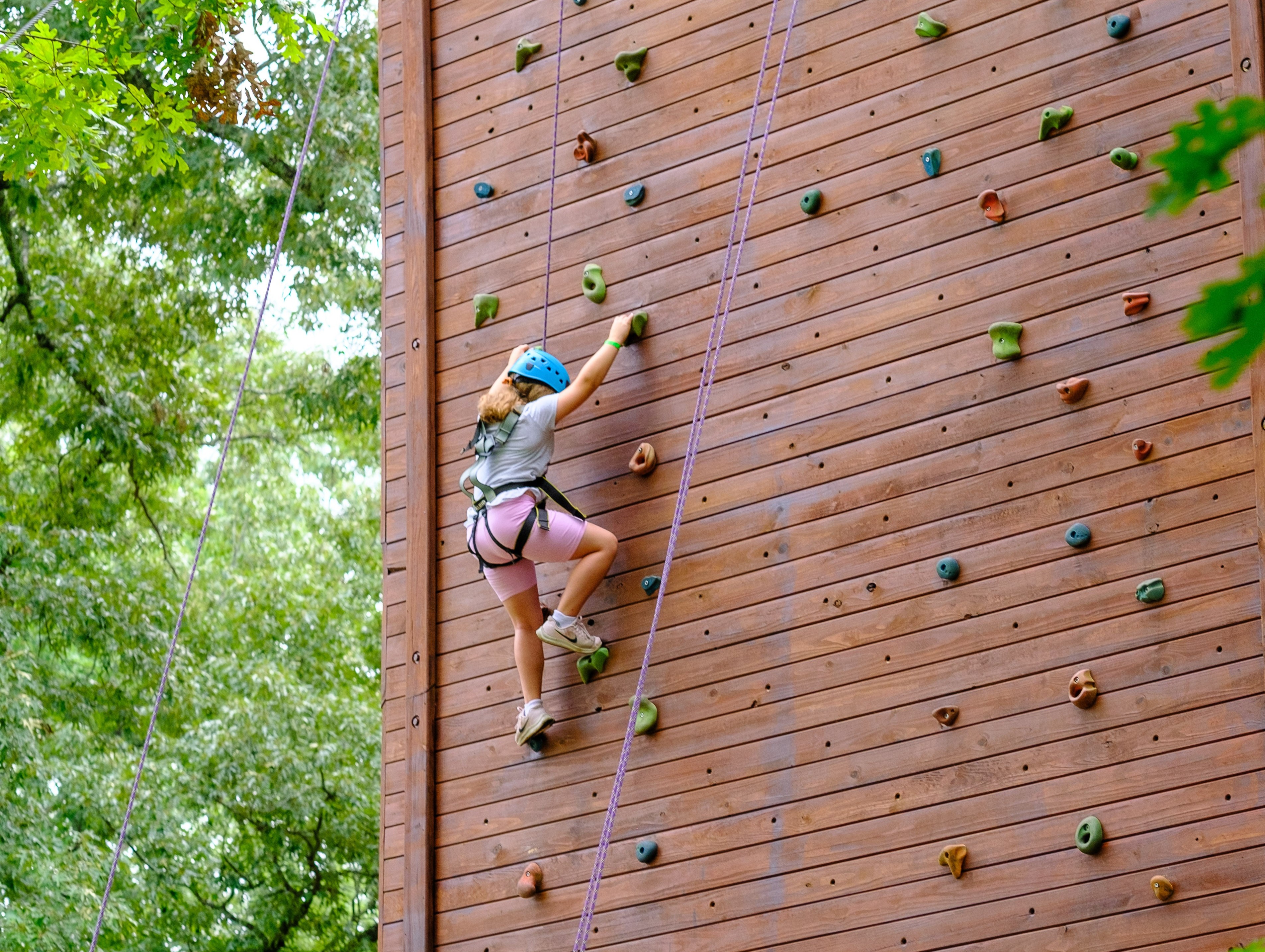 girl climbing camp