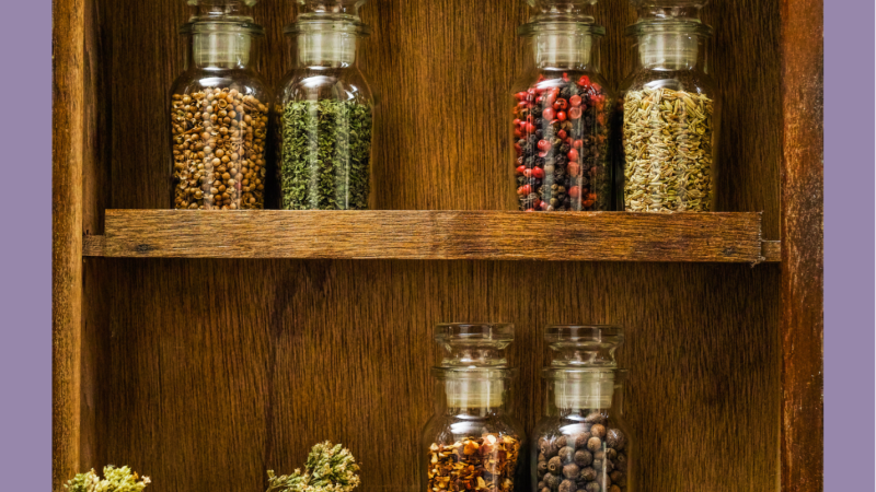 shelve with home canned goods